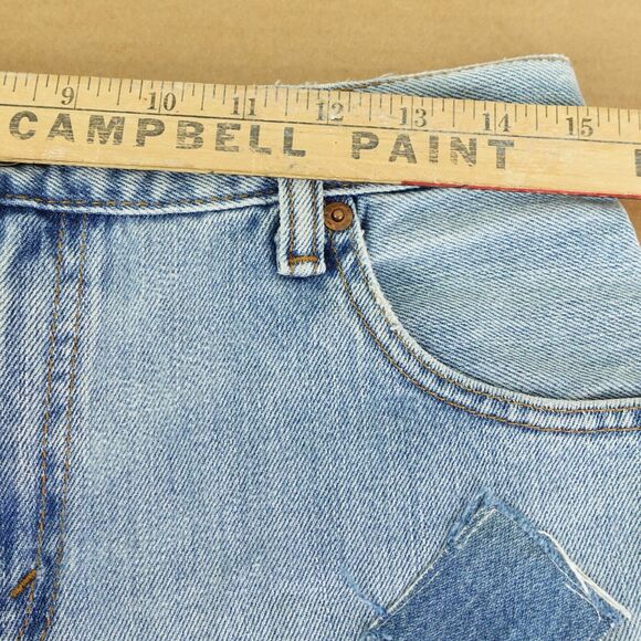 Levis Women's High Rise Cutoff Denim Shorts Actual Size 30"x3" Reworked Patches - Picture 8 of 11